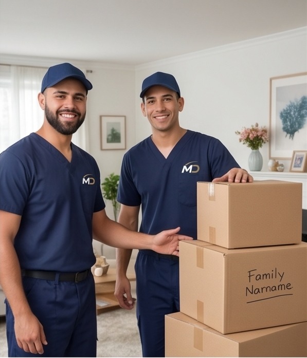 Equipo de Mudanzas Deyanira embalando cajas